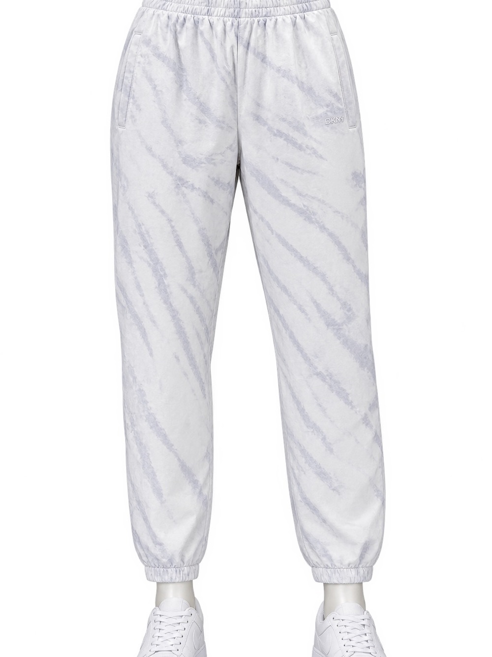 Dkny White and Light Gray Patterned Women’s Jogger Pants